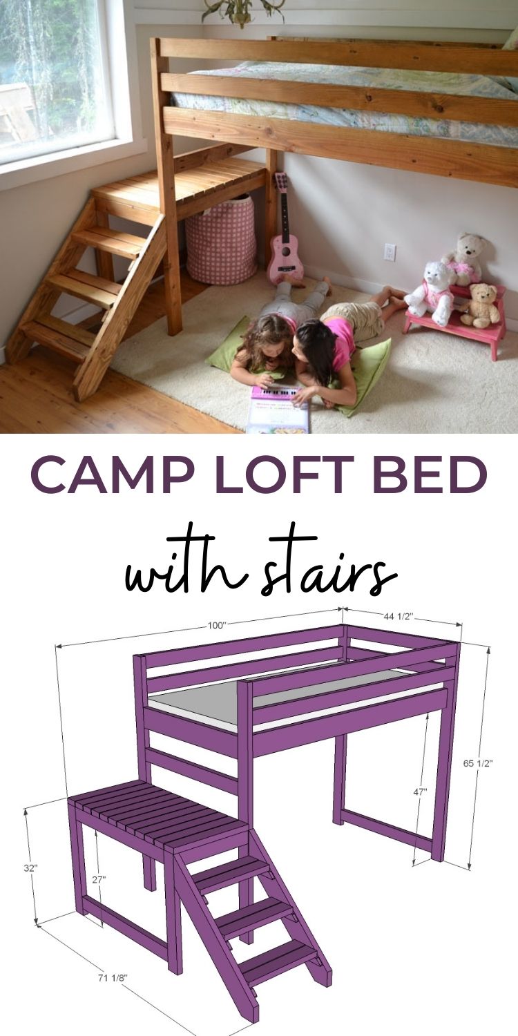 Diy loft bed plans deals with stairs